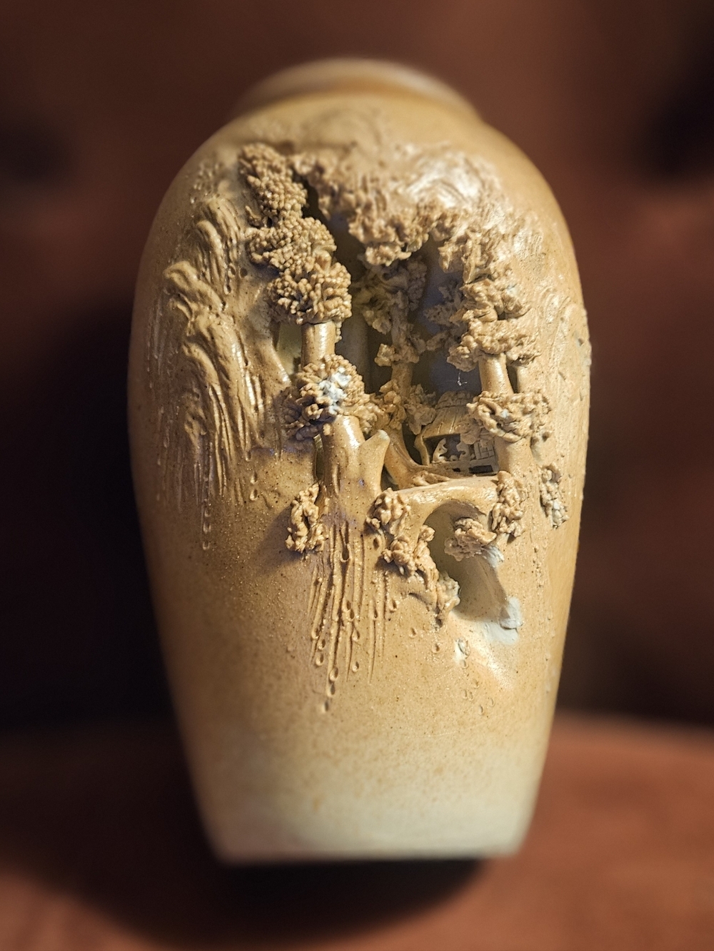 Vintage Japanese Hand Carved Vase